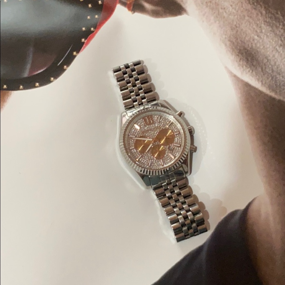 Michael kors silver pave Lexington watch